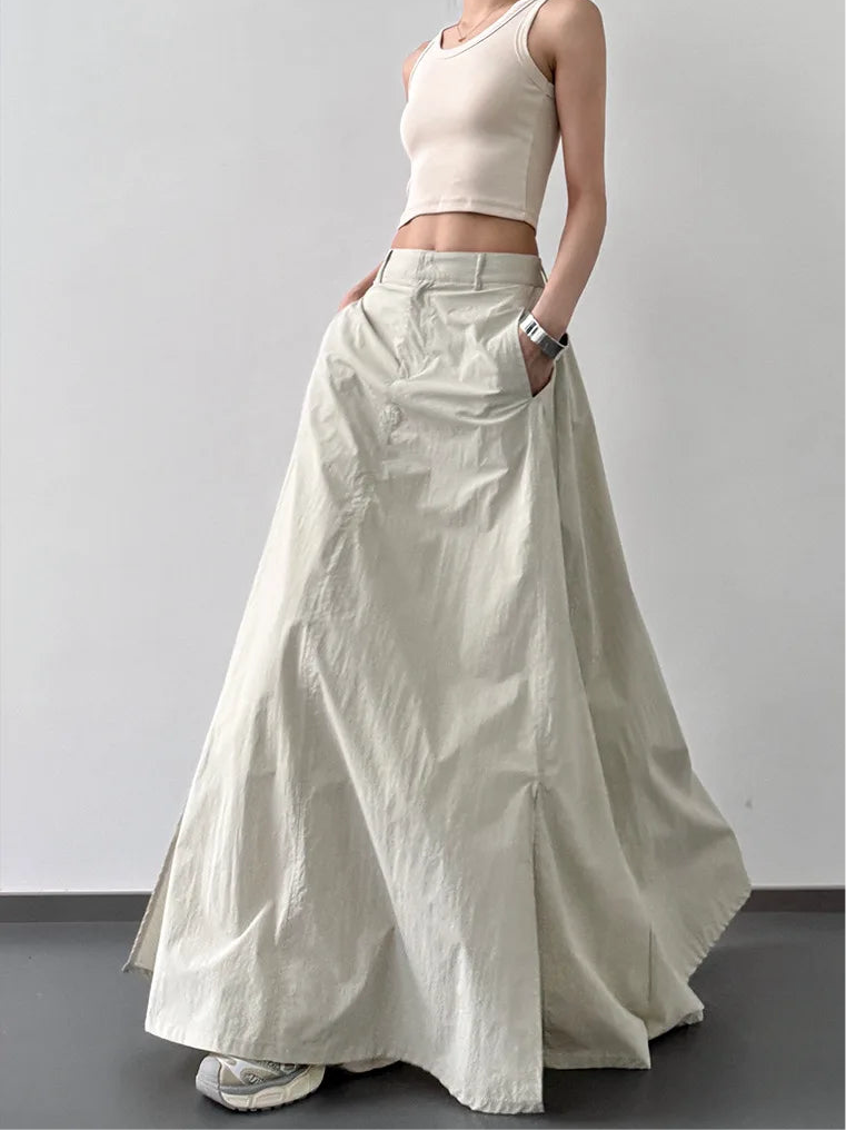 Blue Moon Fashion Temperament Retro Slit Women Cargo Skirts