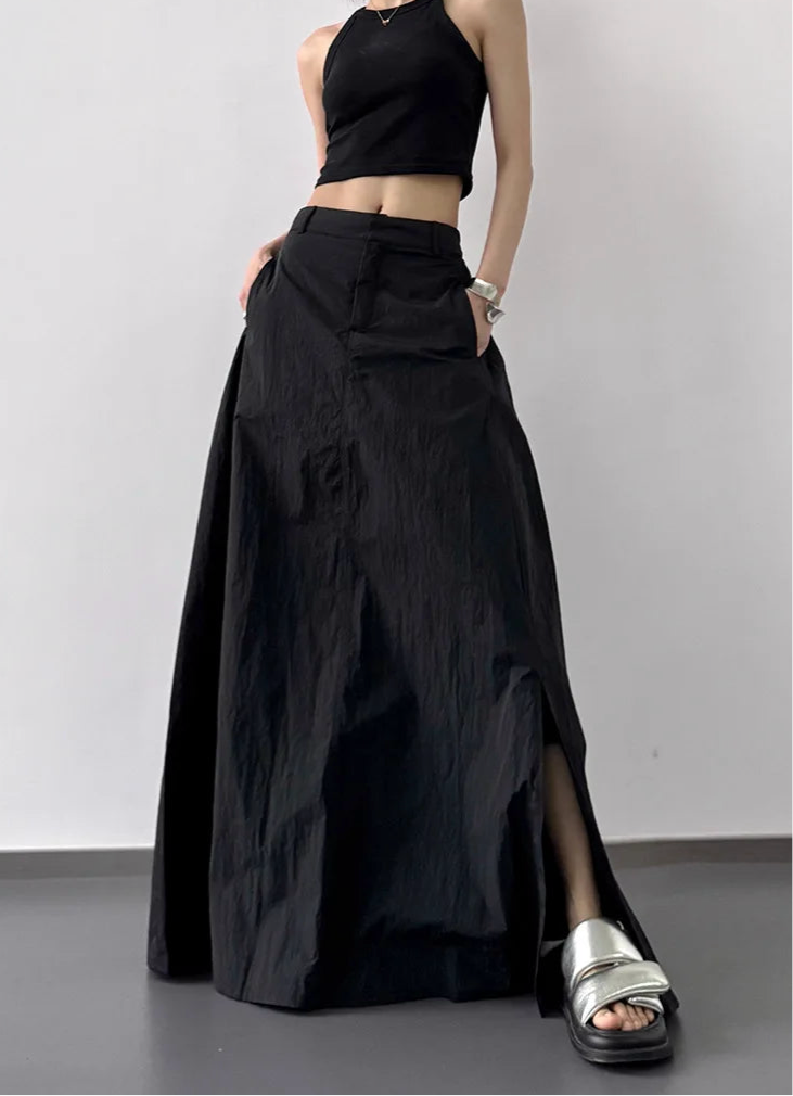 Blue Moon Fashion Temperament Retro Slit Women Cargo Skirts