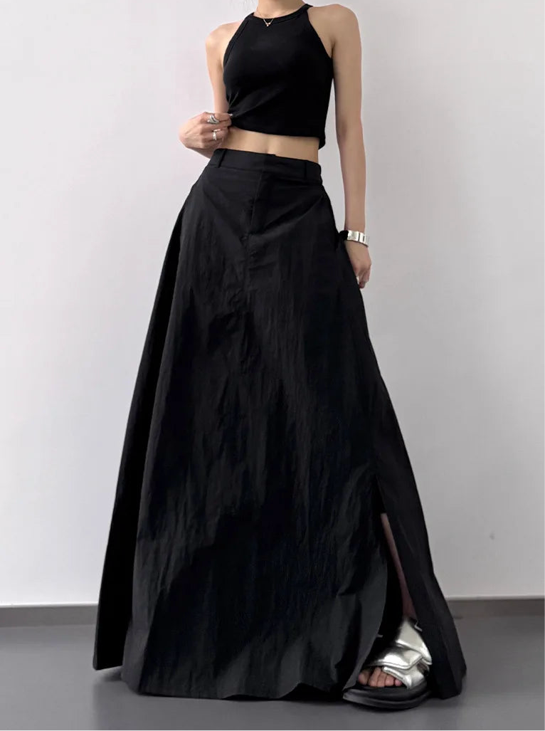 Blue Moon Fashion Temperament Retro Slit Women Cargo Skirts