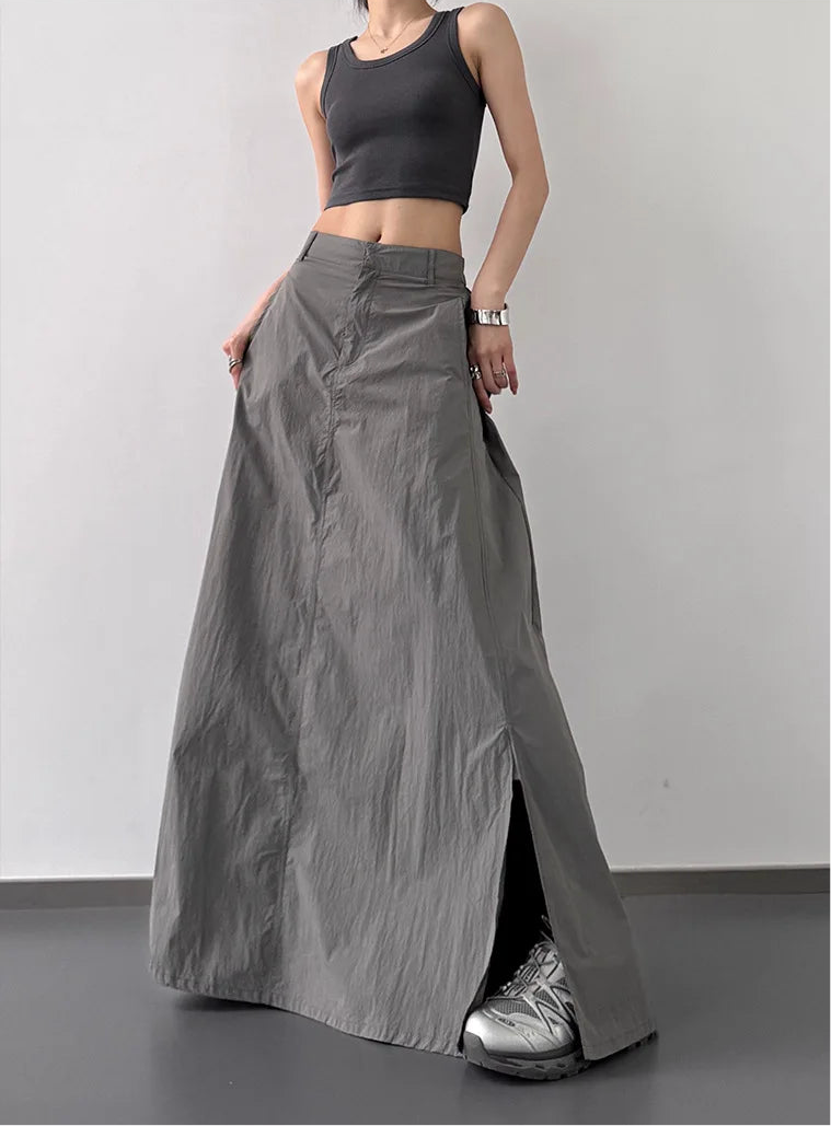 Blue Moon Fashion Temperament Retro Slit Women Cargo Skirts