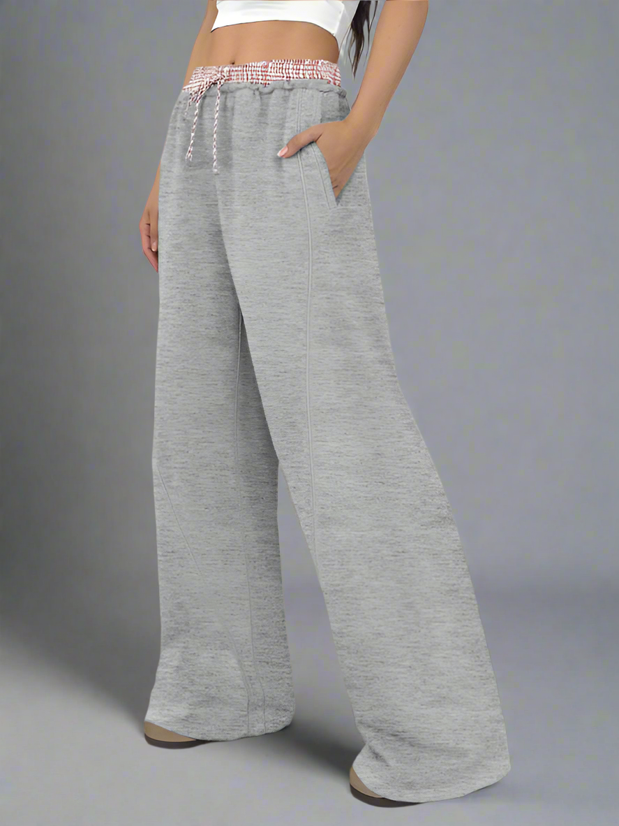 Blue Moon Fashion Contrast Color Stitching Straight Trousers