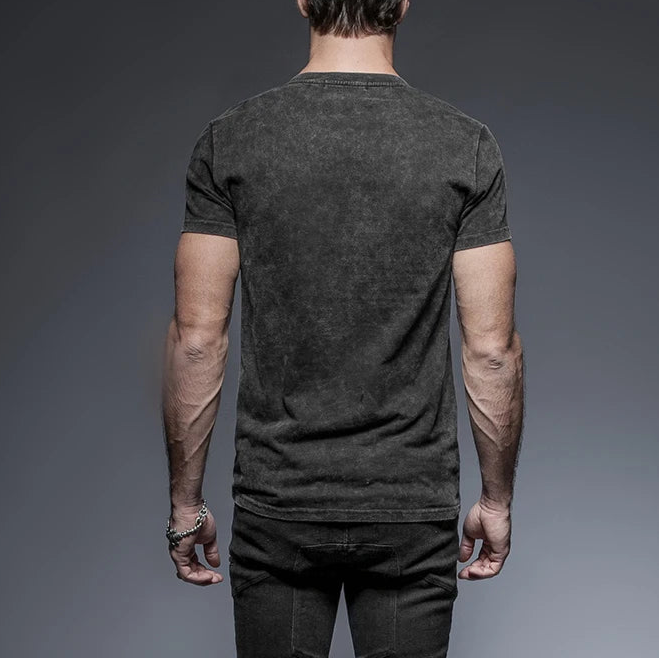 Steampunk Black Soilder Man Cotton T-shirt