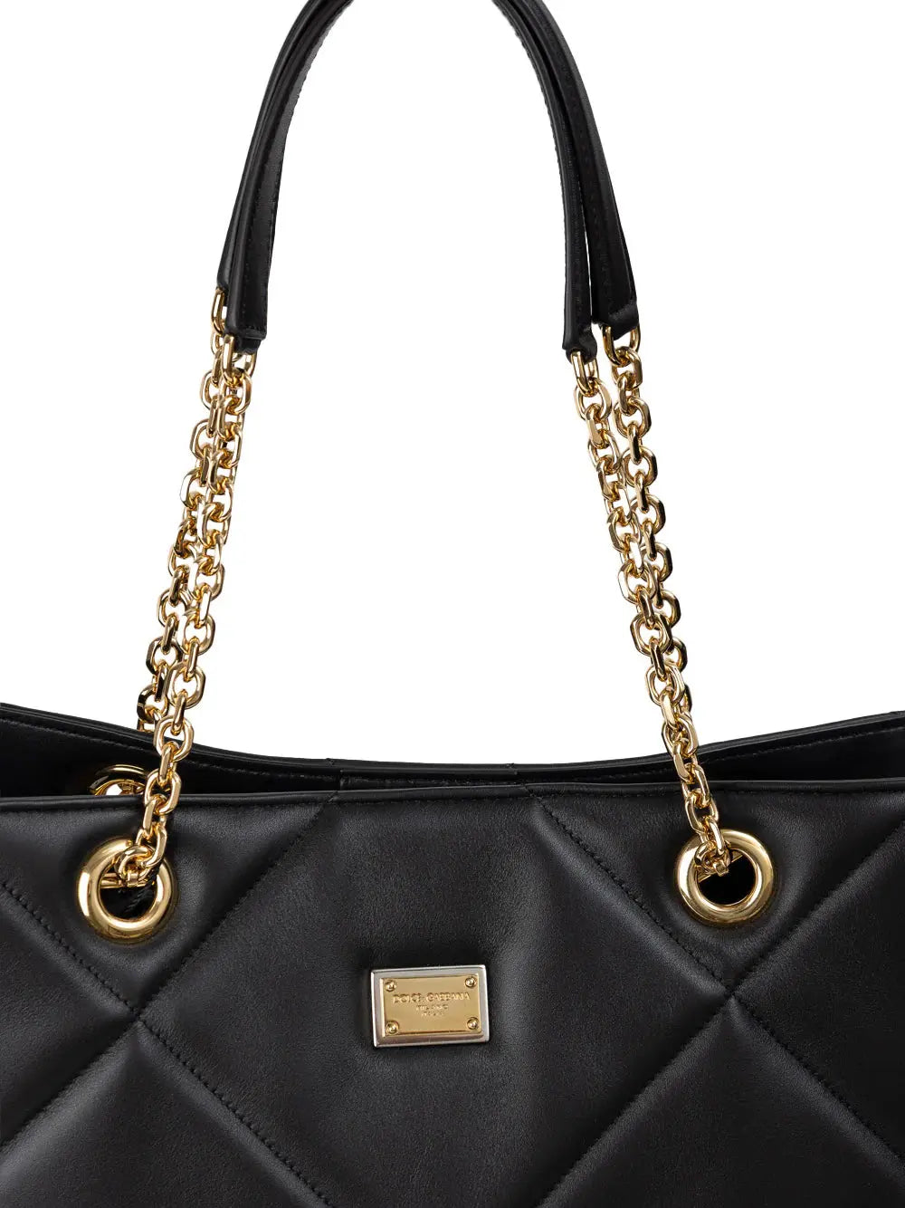 DOLCE & GABBANA TOTE BAG IN BLACK LEATHER MATALSSÉ Blue Moon Fashion House
