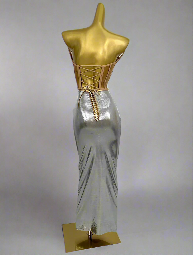 Sparkly Mirrors Skinny Long Dress