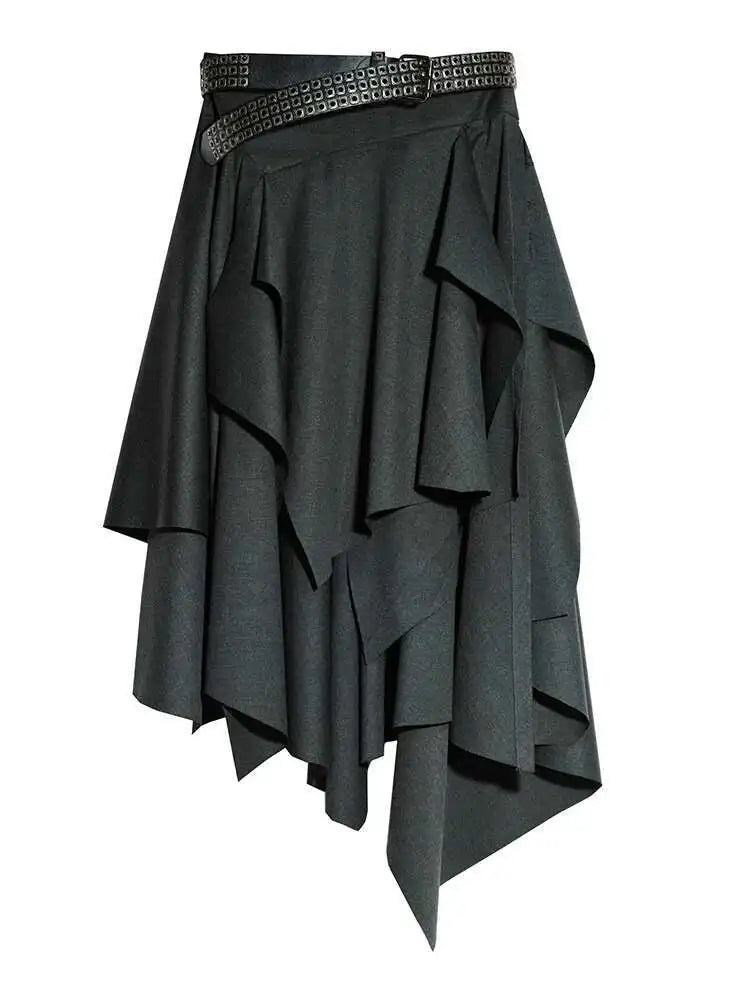 Dark Gray Burr Irregular Skirt