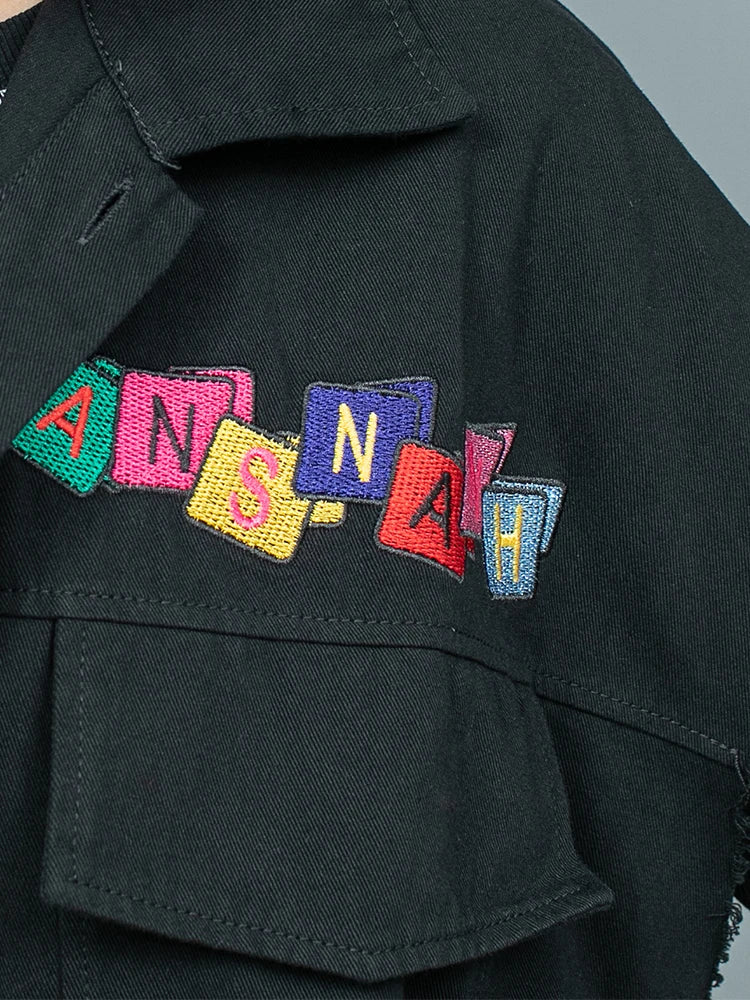 Blue Moon Fashion Suit Embroidered Letters Two-piece Set