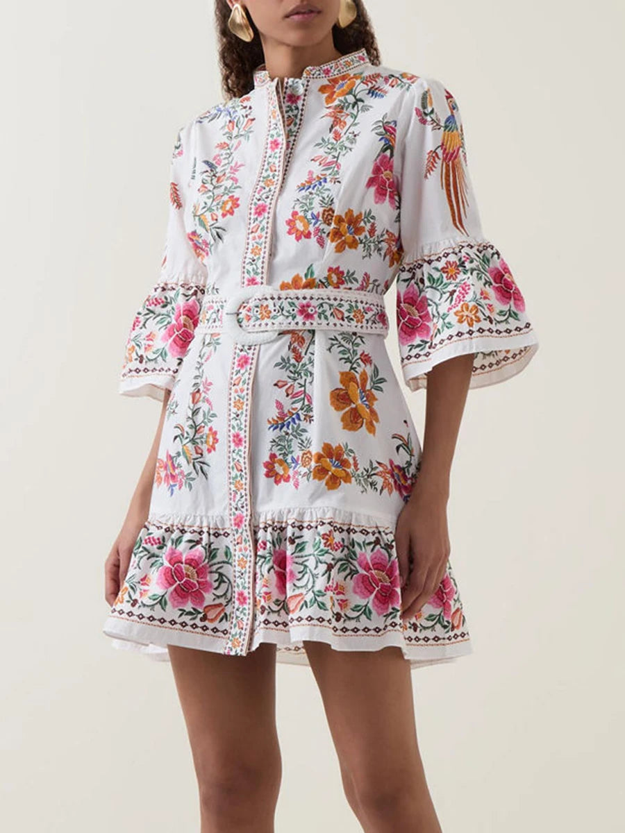 Blue Moon Fashion Ukrainian Print Mini Dresses