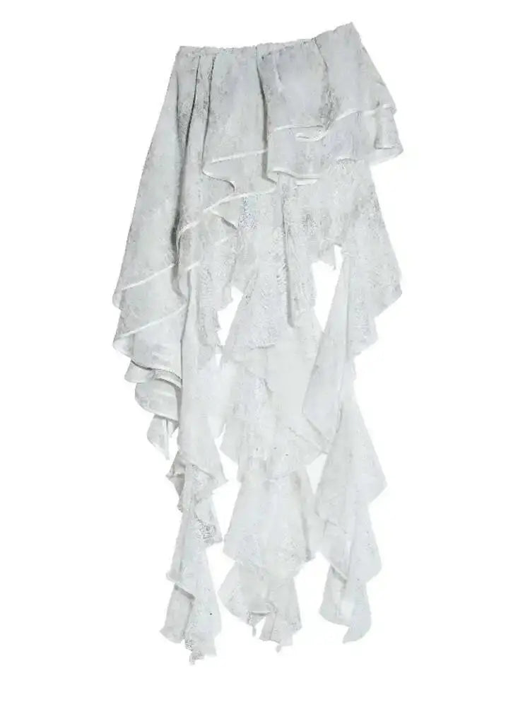 Light Gray Irregular Ruffles Tank Tops Blue Moon Fashion House