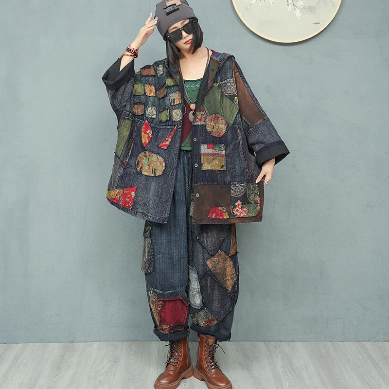Blue Moon Fashion Hooded Jacket + High Waist Wide Leg Pants Two-piece Set