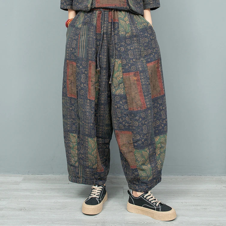 Blue Moon Fashion Ethnic Style Literary Print Two-piece Set