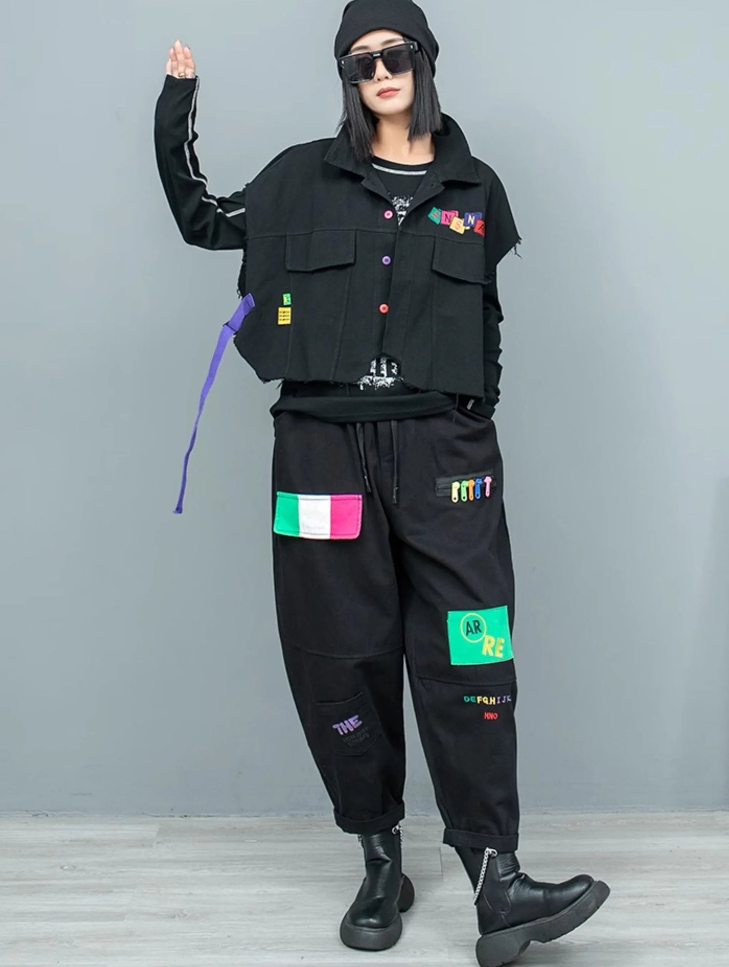 Blue Moon Fashion Suit Embroidered Letters Two-piece Set