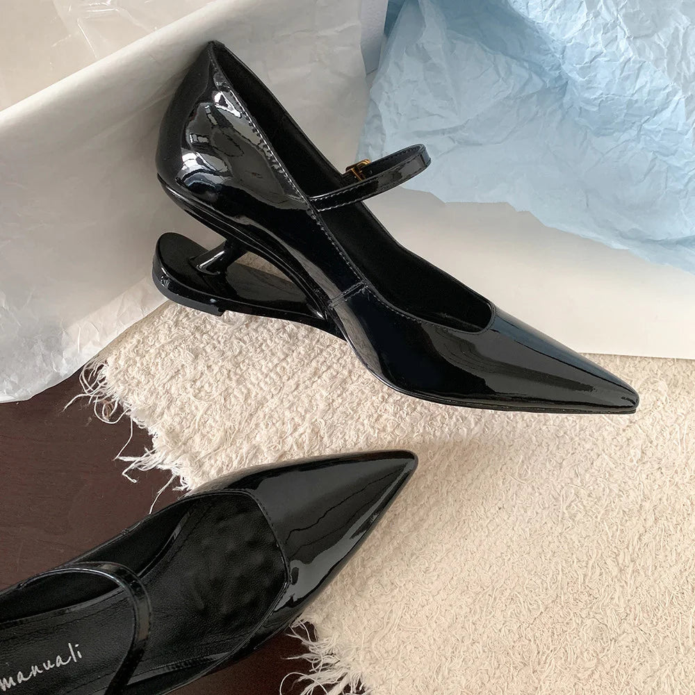 Blue Moon Elegant Pointed-Toe Genuine Leather Pumps