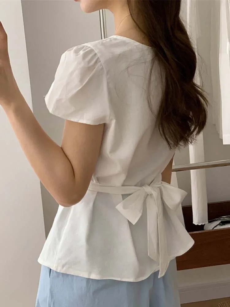 Pleated Knot Brief Blouse