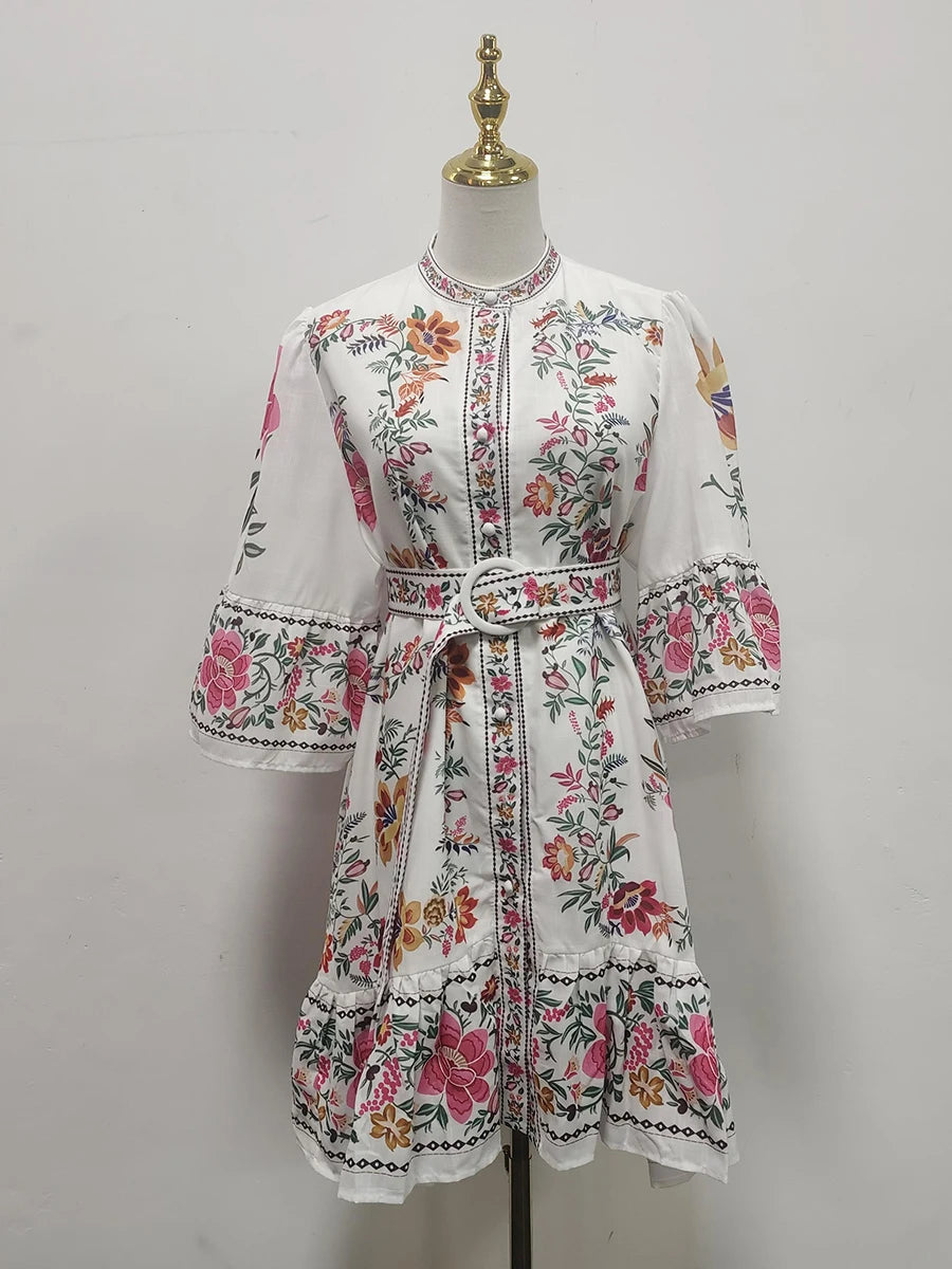 Blue Moon Fashion Ukrainian Print Mini Dresses
