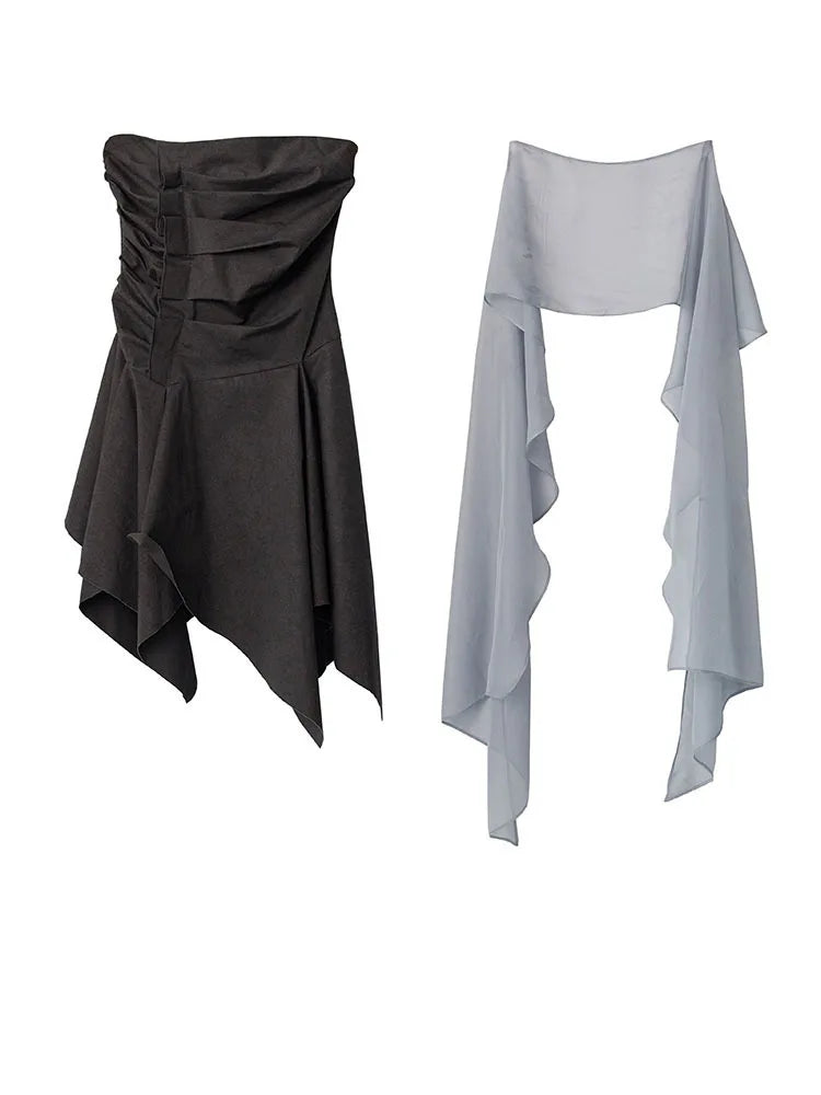 Dark Gray Pleated Long Tank for Women | Blue Moon Fashion House