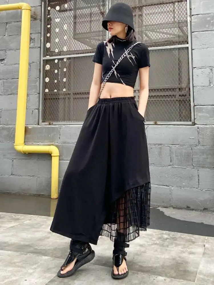 Mesh Casual Midi Skirt