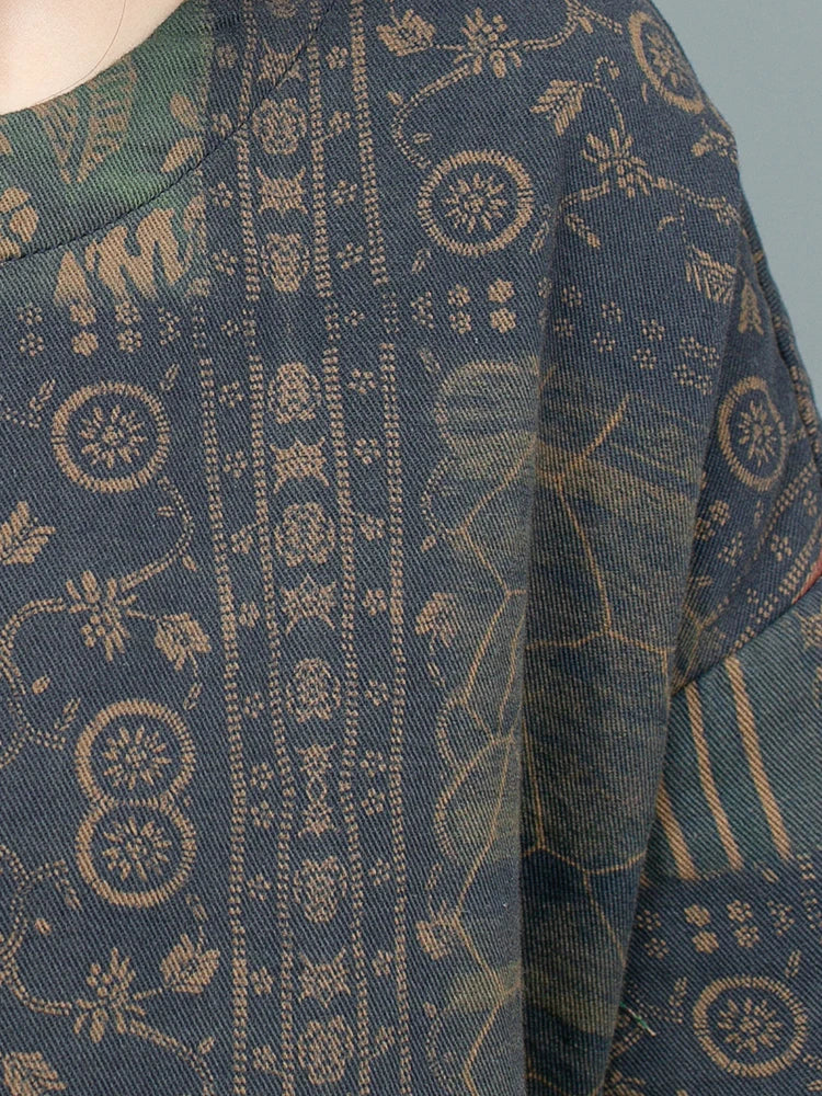 Blue Moon Fashion Ethnic Style Literary Print Two-piece Set