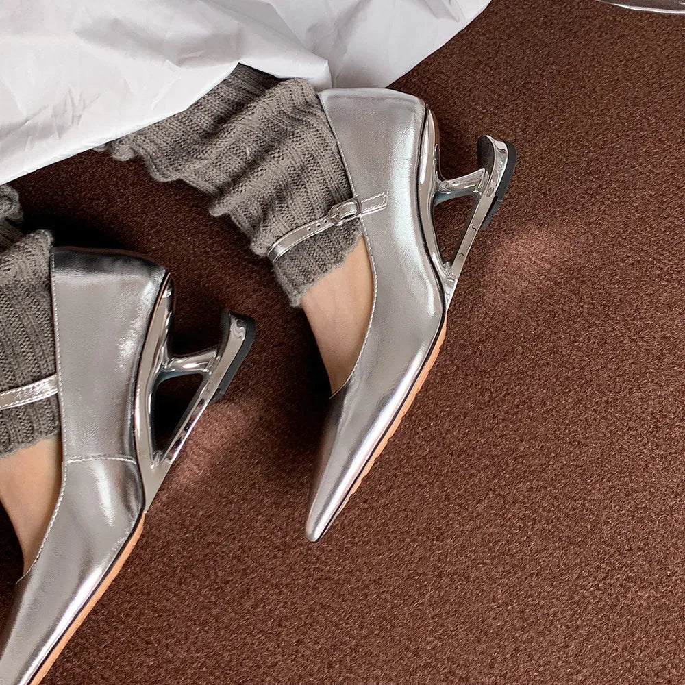 Blue Moon Elegant Pointed-Toe Genuine Leather Pumps