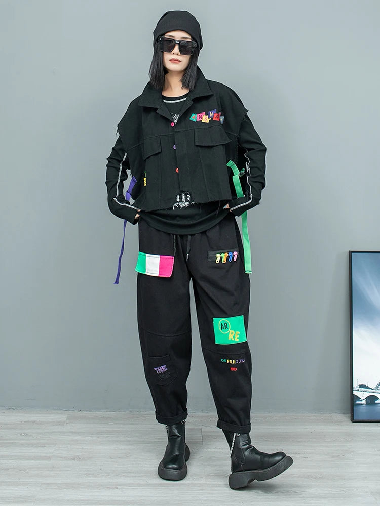 Blue Moon Fashion Suit Embroidered Letters Two-piece Set