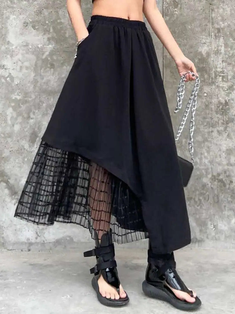 Mesh Casual Midi Skirt
