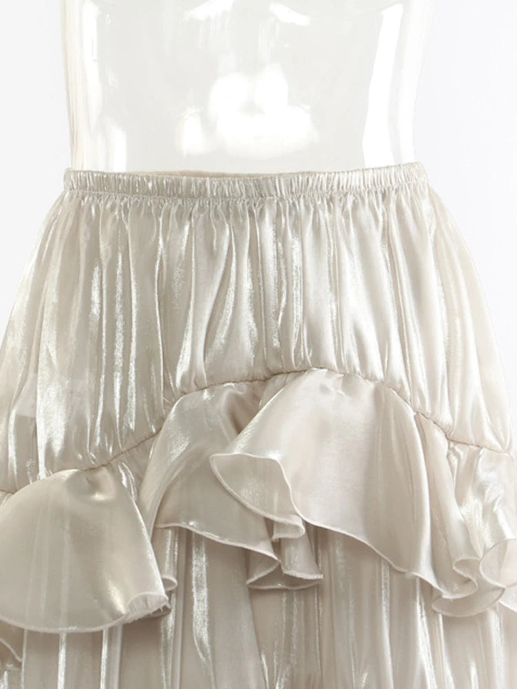 Irat Champagne Glossy Ruffles Skirt