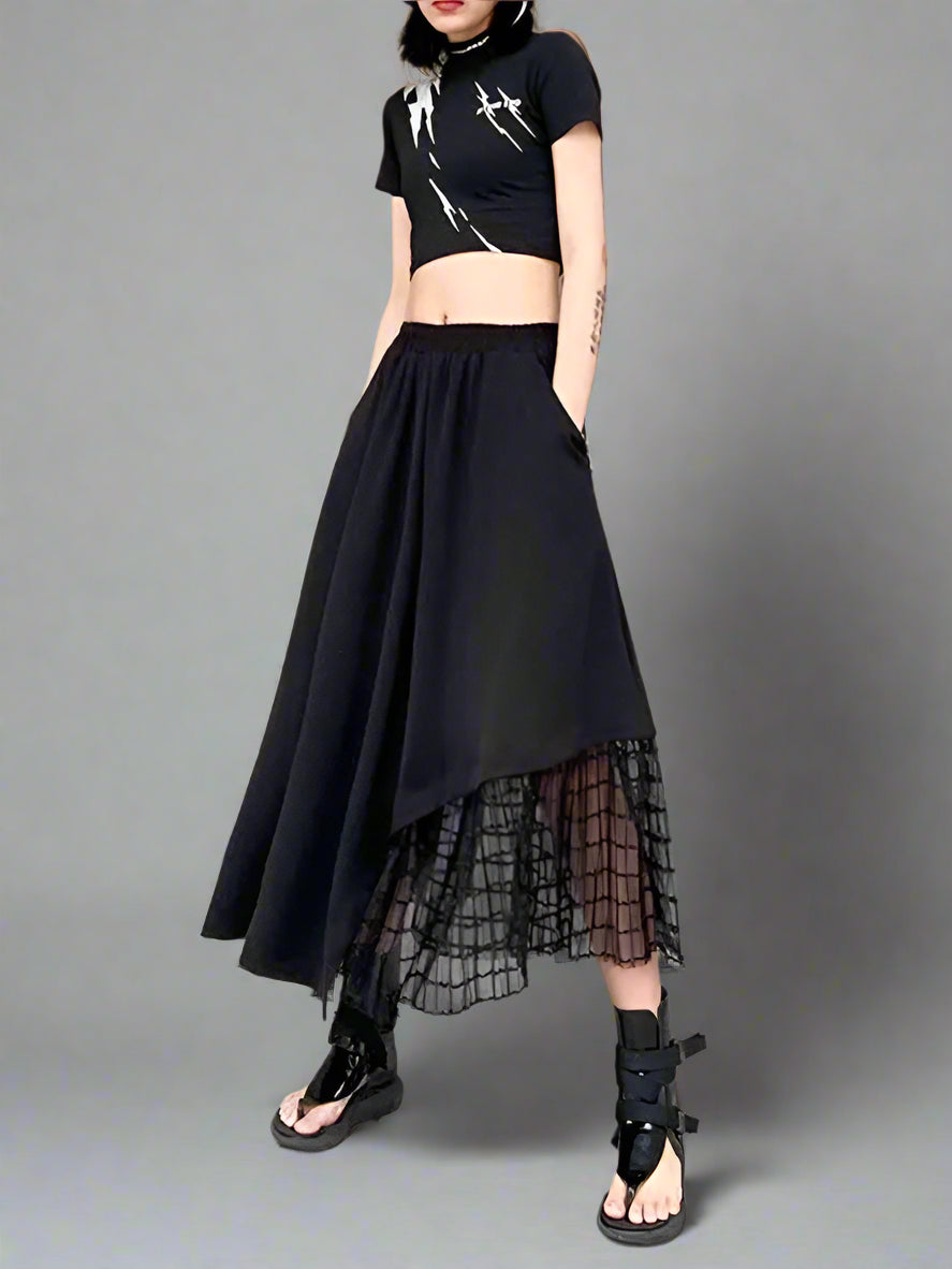 Mesh Casual Midi Skirt