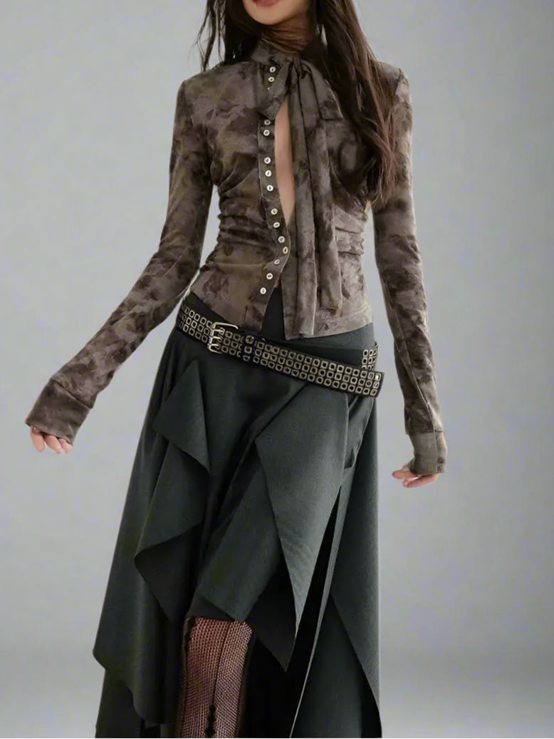 Dark Gray Burr Irregular Skirt
