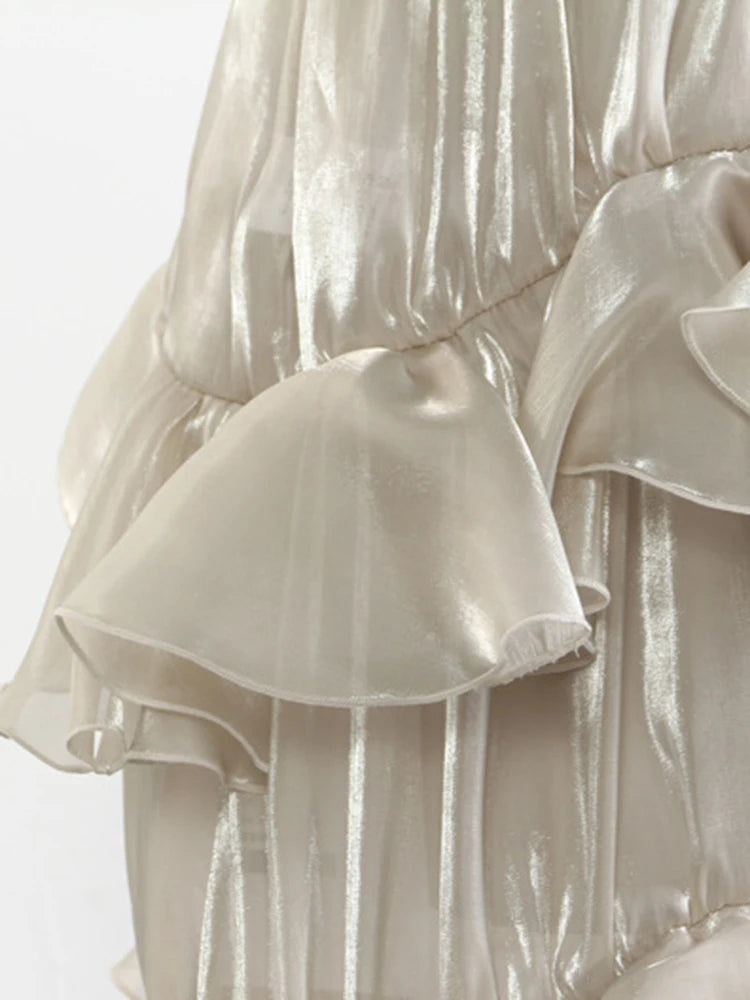 Irat Champagne Glossy Ruffles Skirt