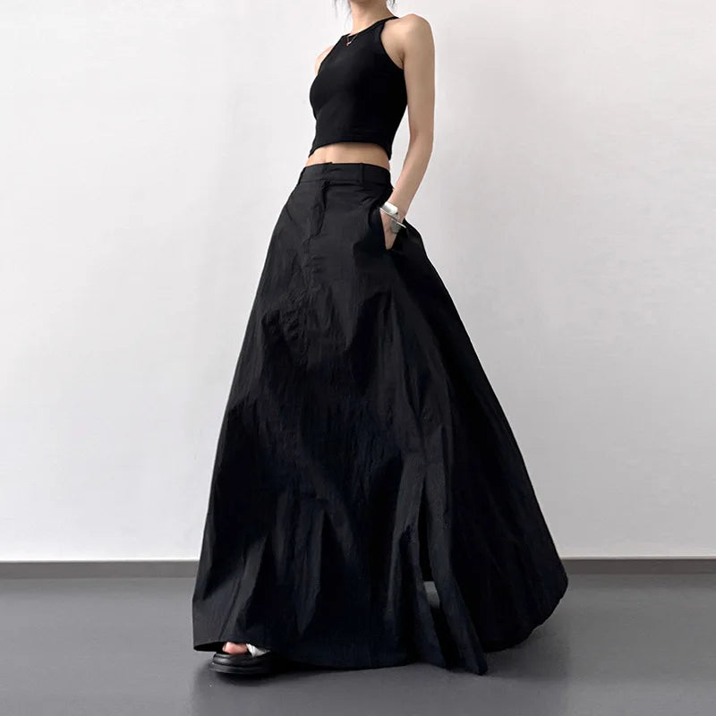 Blue Moon Fashion Temperament Retro Slit Women Cargo Skirts