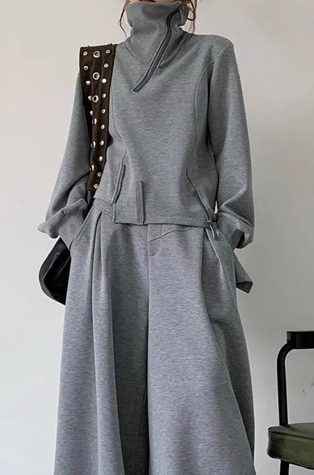Gray Two Pieces Mono Set