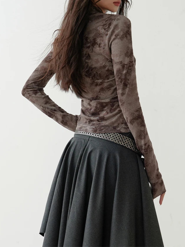 Dark Gray Burr Irregular Skirt