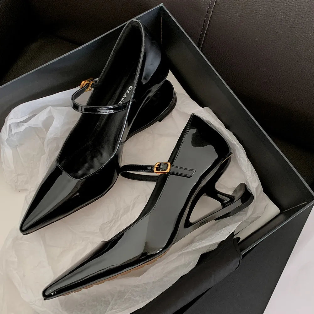 Blue Moon Elegant Pointed-Toe Genuine Leather Pumps