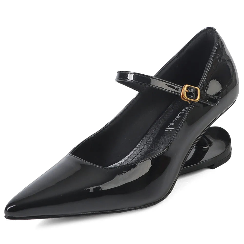 Blue Moon Elegant Pointed-Toe Genuine Leather Pumps