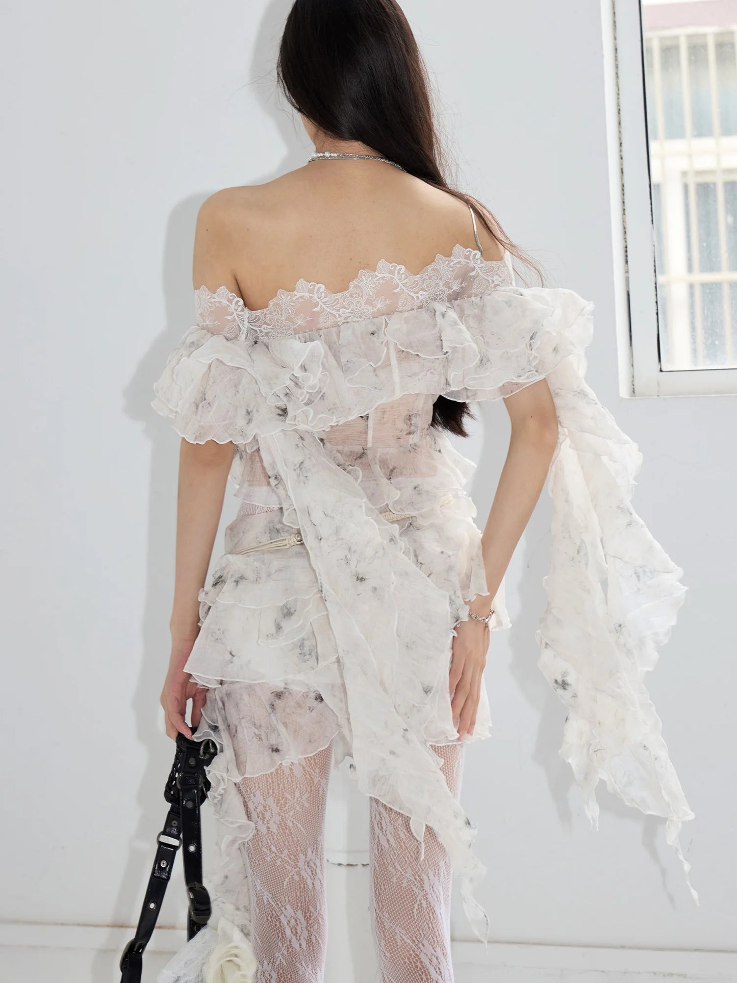 AX Beige Ruffles Thin Blouse