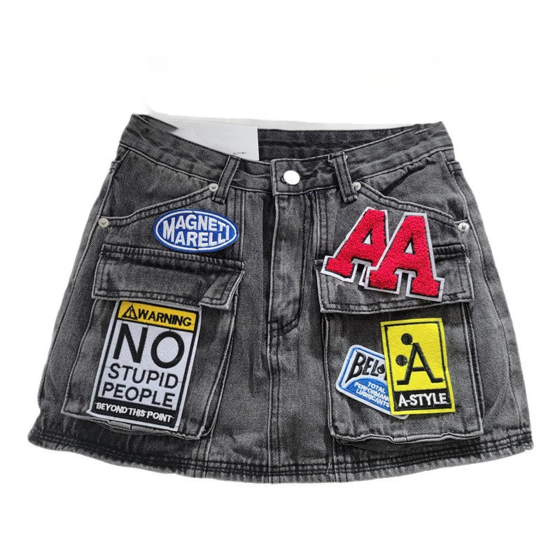 Blue Moon Fashion Embroidery Design Mini Denim Skirts