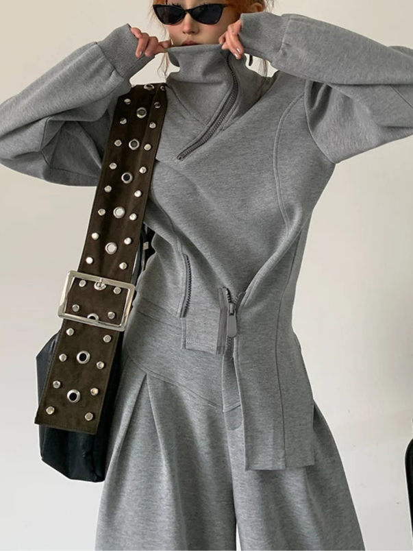 Gray Two Pieces Mono Set