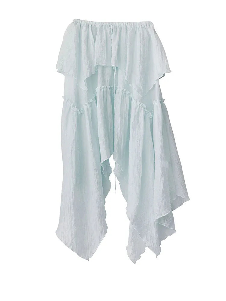 Gray Ruffles Vest & Skirt Set for Women | Blue Moon Fashion House