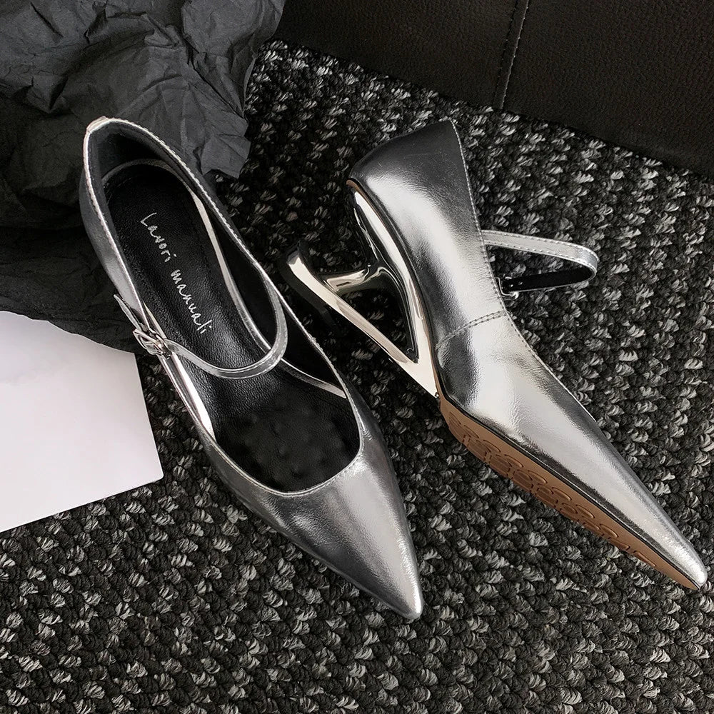 Blue Moon Elegant Pointed-Toe Genuine Leather Pumps