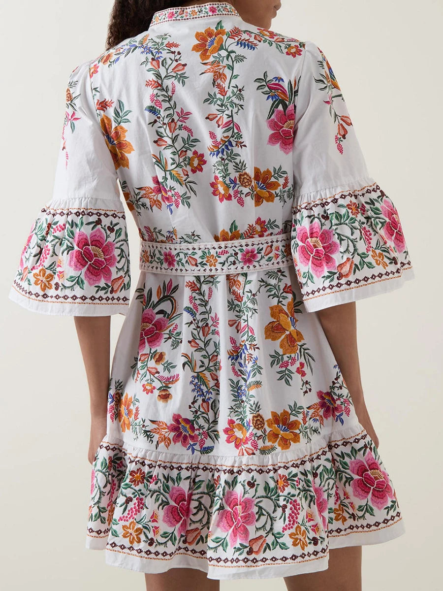 Blue Moon Fashion Ukrainian Print Mini Dresses