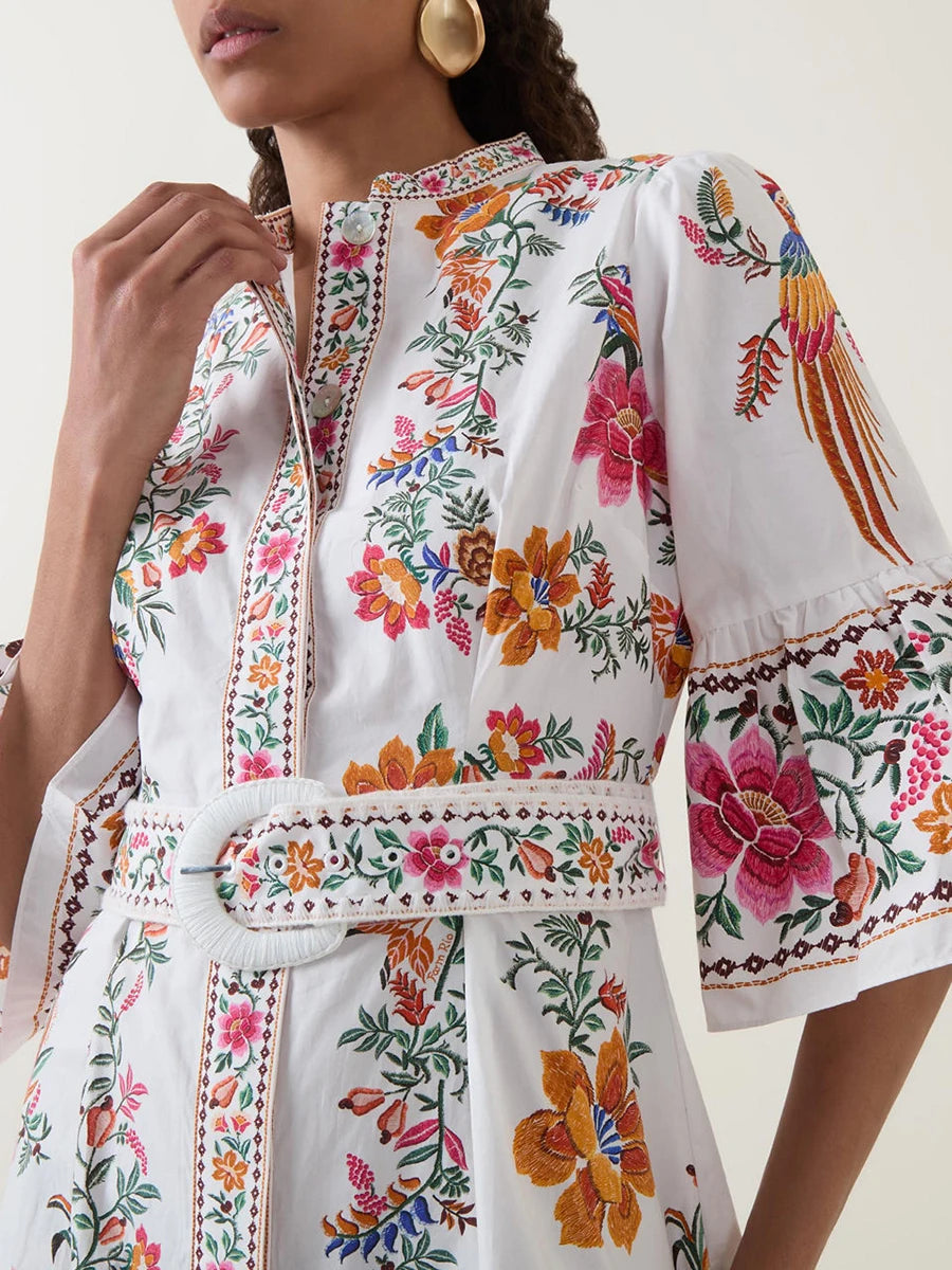 Blue Moon Fashion Ukrainian Print Mini Dresses