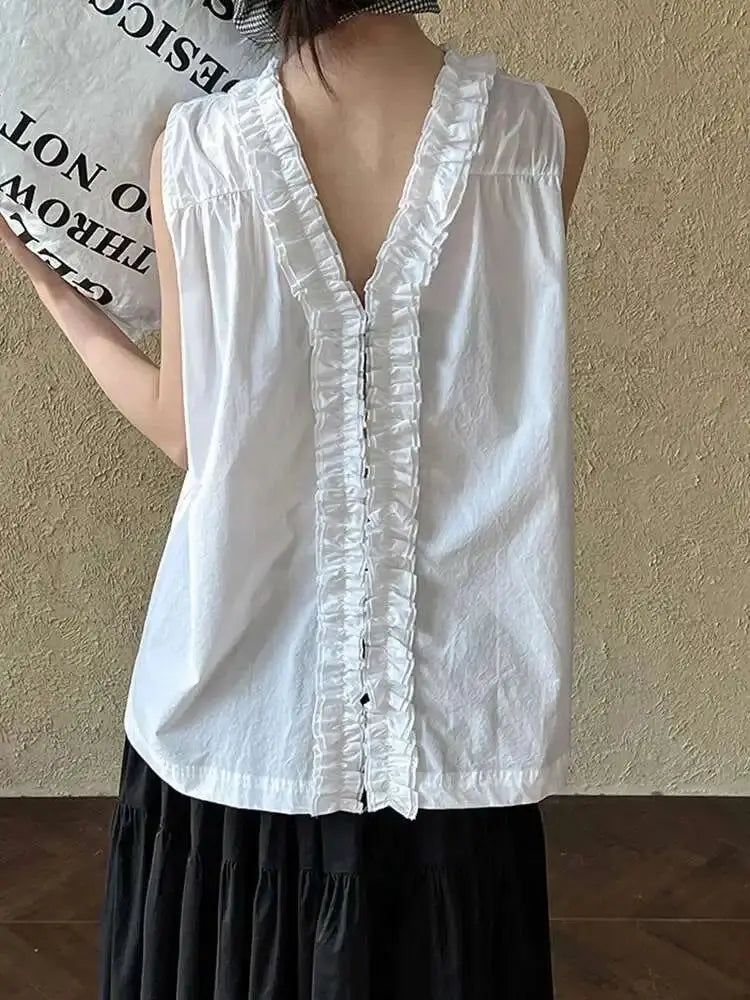 Ruffles Both Side Wear Tank Tops Blue Moon Fashion House