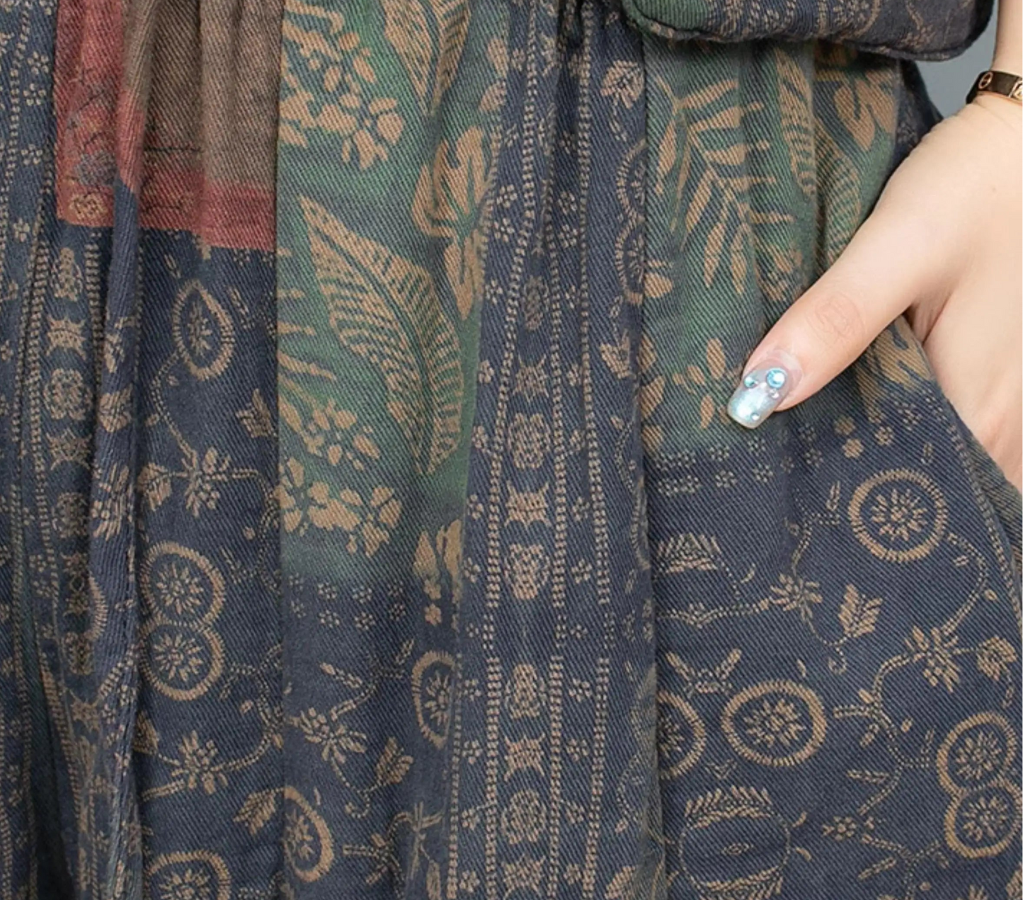 Blue Moon Fashion Ethnic Style Literary Print Two-piece Set