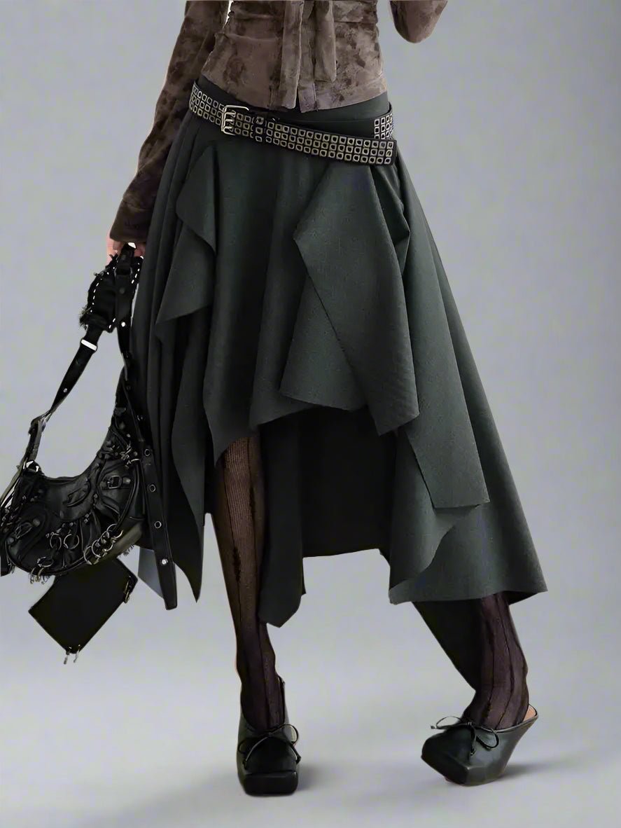 Dark Gray Burr Irregular Skirt
