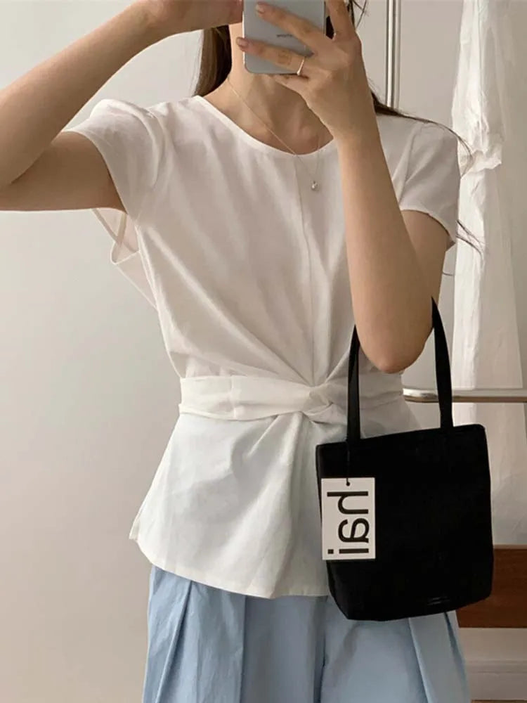 Pleated Knot Brief Blouse