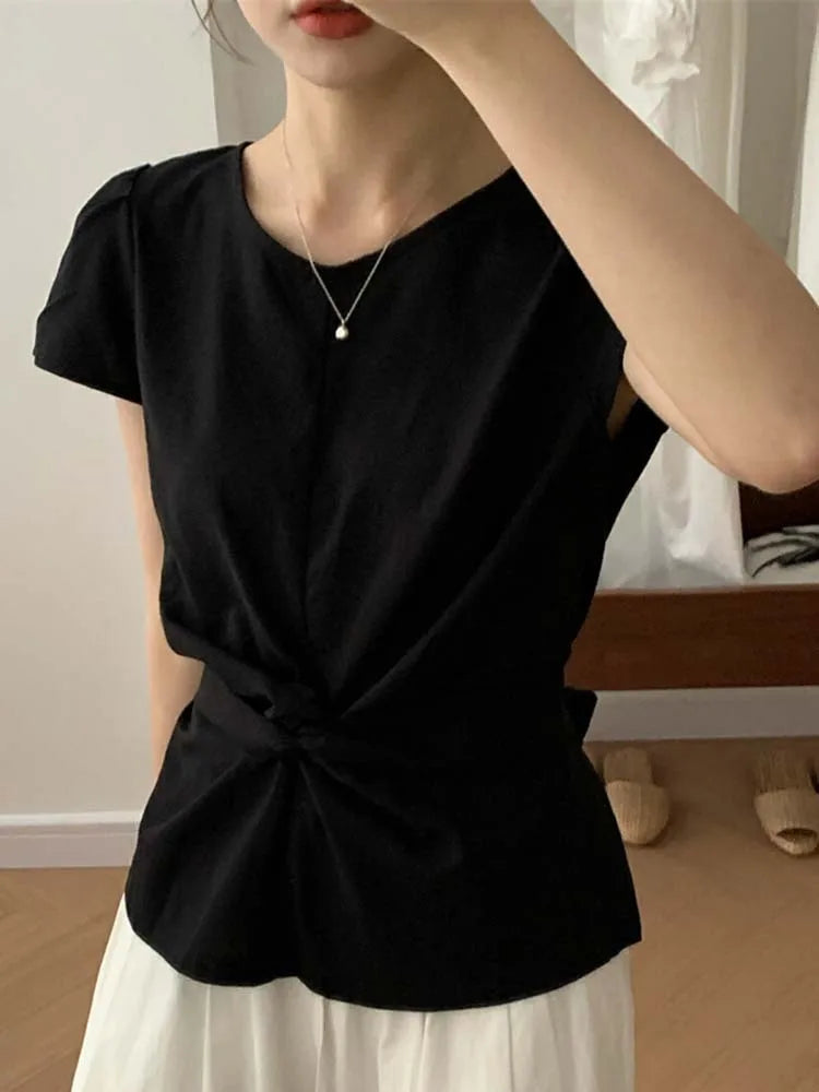 Pleated Knot Brief Blouse