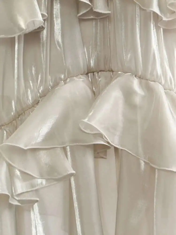 Irat Champagne Glossy Ruffles Skirt