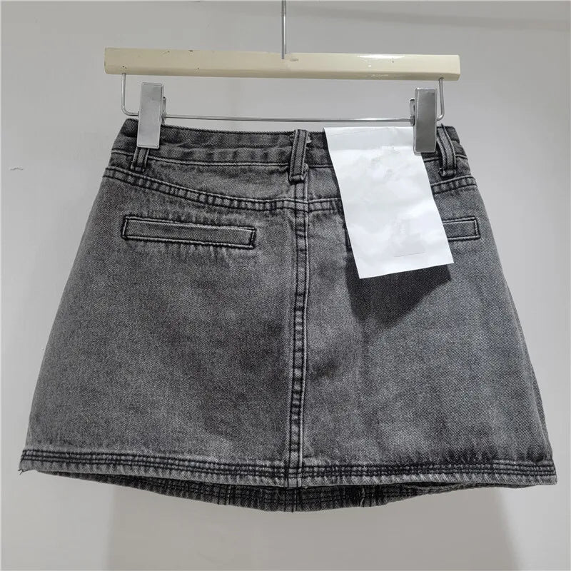 Blue Moon Fashion Embroidery Design Mini Denim Skirts