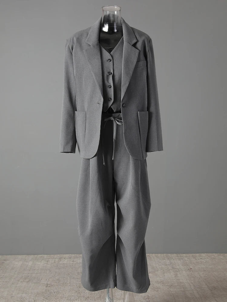Blue Moon Fashion Gray Suit 3 Piece Set Women