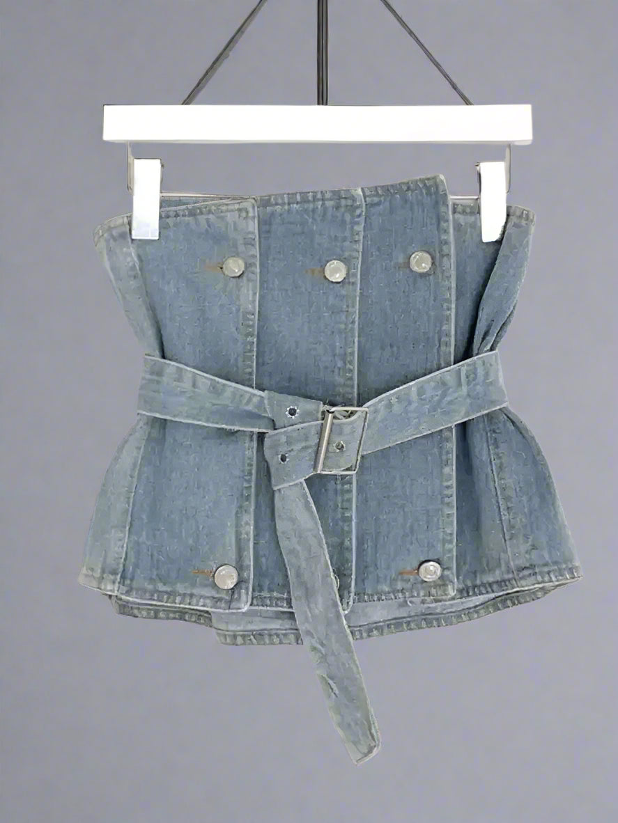 Set -Shirt and Sleeveless Denim Vest