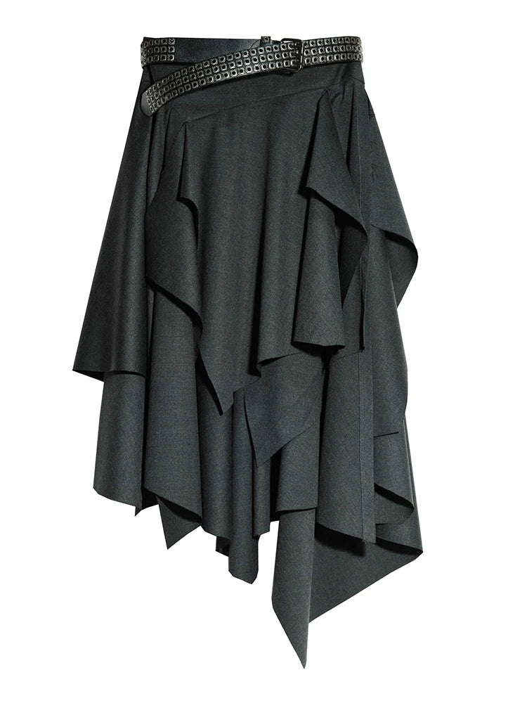 Dark Gray Burr Irregular Skirt